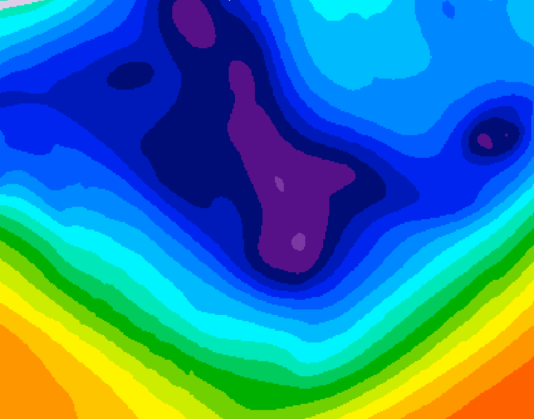 GDPS 500 millibar geopotential height 132 hour forecast chart for Canada based on 2025/12/01 0000Z data