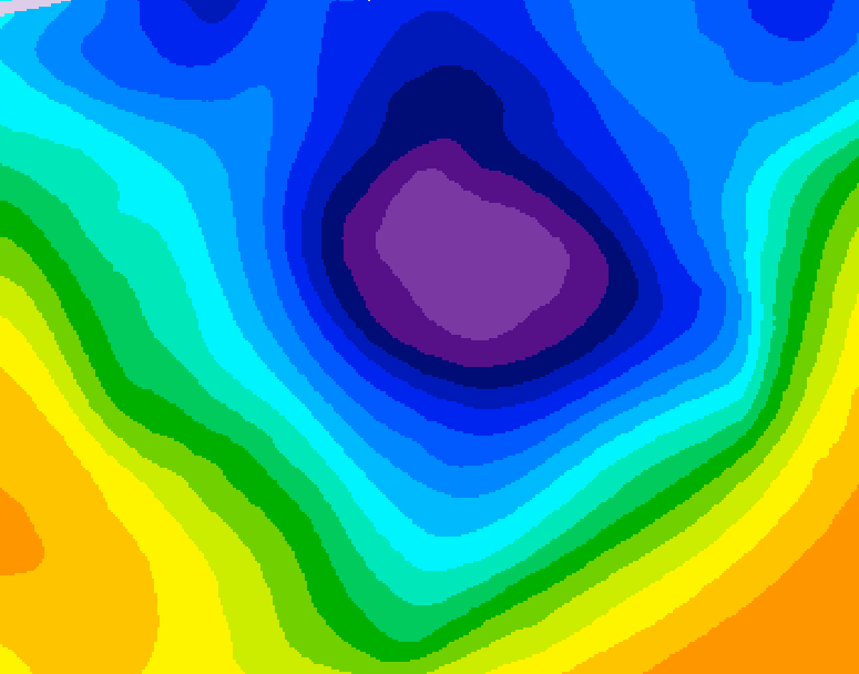 GDPS 500 millibar geopotential height 012 hour forecast chart for Canada based on 2025/12/01 1200Z data