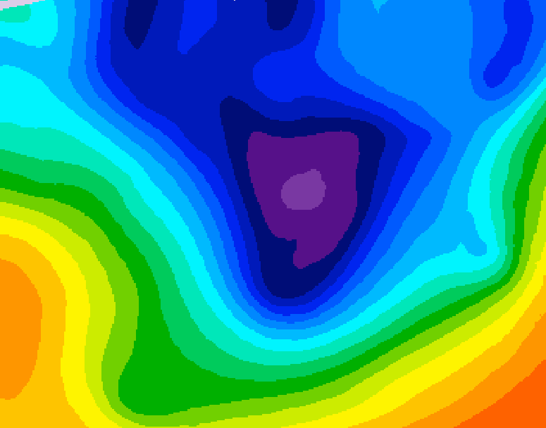 GDPS 500 millibar geopotential height 054 hour forecast chart for Canada based on 2025/12/01 1200Z data