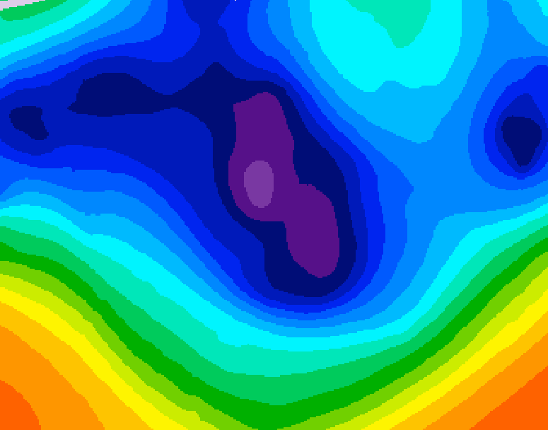 GDPS 500 millibar geopotential height 126 hour forecast chart for Canada based on 2025/12/01 1200Z data