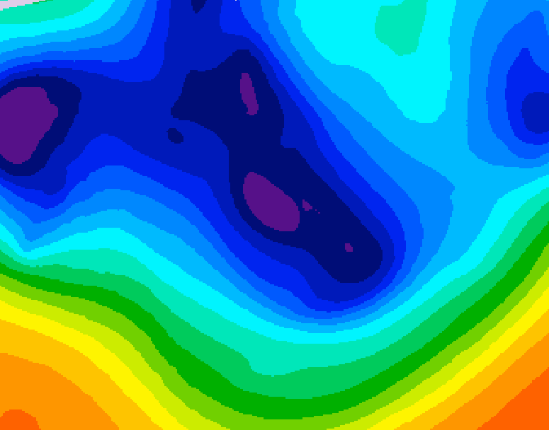 GDPS 500 millibar geopotential height 138 hour forecast chart for Canada based on 2025/12/01 1200Z data