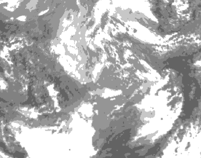 GDPS total cloud 024 hour forecast chart for Canada based on 2025/12/01 0000Z data