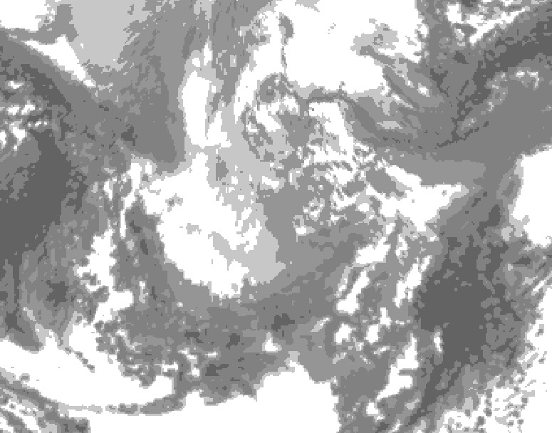 GDPS total cloud 048 hour forecast chart for Canada based on 2025/12/01 0000Z data