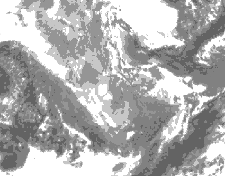 GDPS total cloud 132 hour forecast chart for Canada based on 2025/12/01 0000Z data