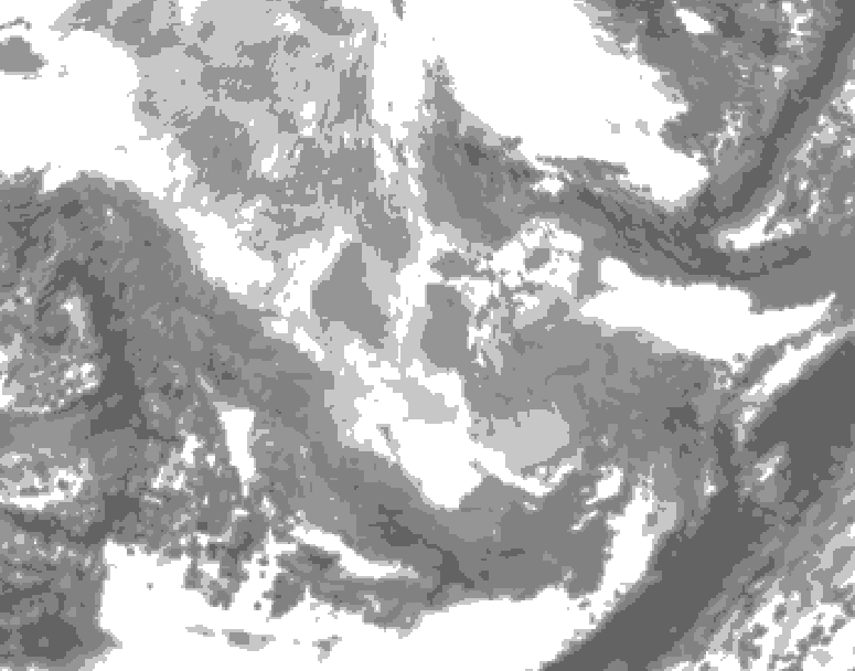 GDPS total cloud 144 hour forecast chart for Canada based on 2025/12/01 0000Z data