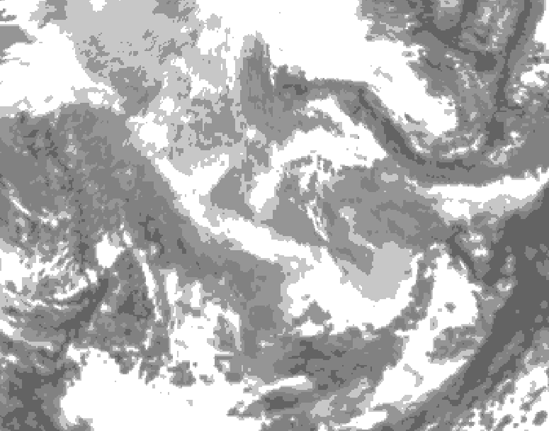 GDPS total cloud 156 hour forecast chart for Canada based on 2025/12/01 0000Z data