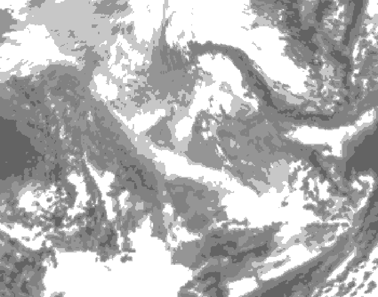 GDPS total cloud 162 hour forecast chart for Canada based on 2025/12/01 0000Z data