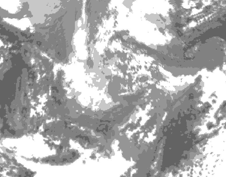 GDPS total cloud 030 hour forecast chart for Canada based on 2025/12/01 1200Z data