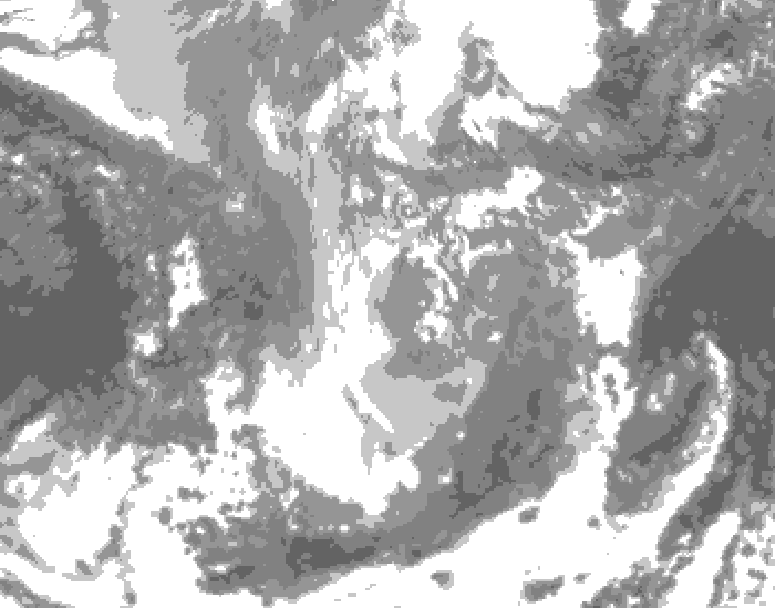 GDPS total cloud 054 hour forecast chart for Canada based on 2025/12/01 1200Z data