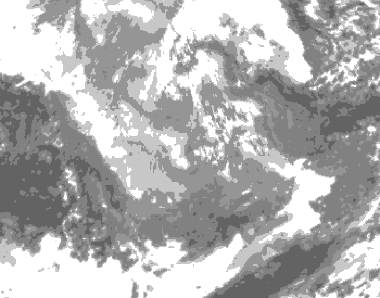 GDPS total cloud 102 hour forecast chart for Canada based on 2025/12/01 1200Z data