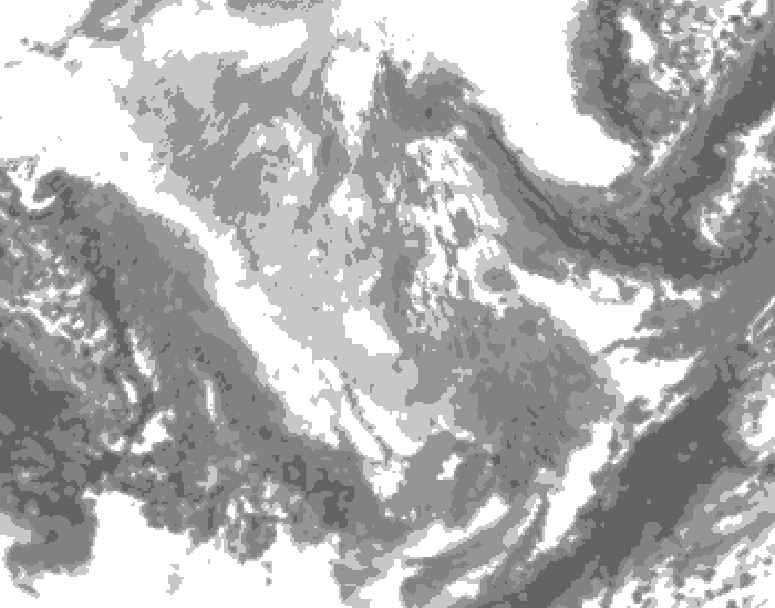 GDPS total cloud 120 hour forecast chart for Canada based on 2025/12/01 1200Z data