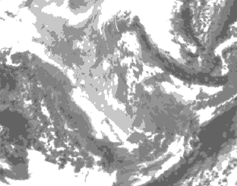 GDPS total cloud 126 hour forecast chart for Canada based on 2025/12/01 1200Z data