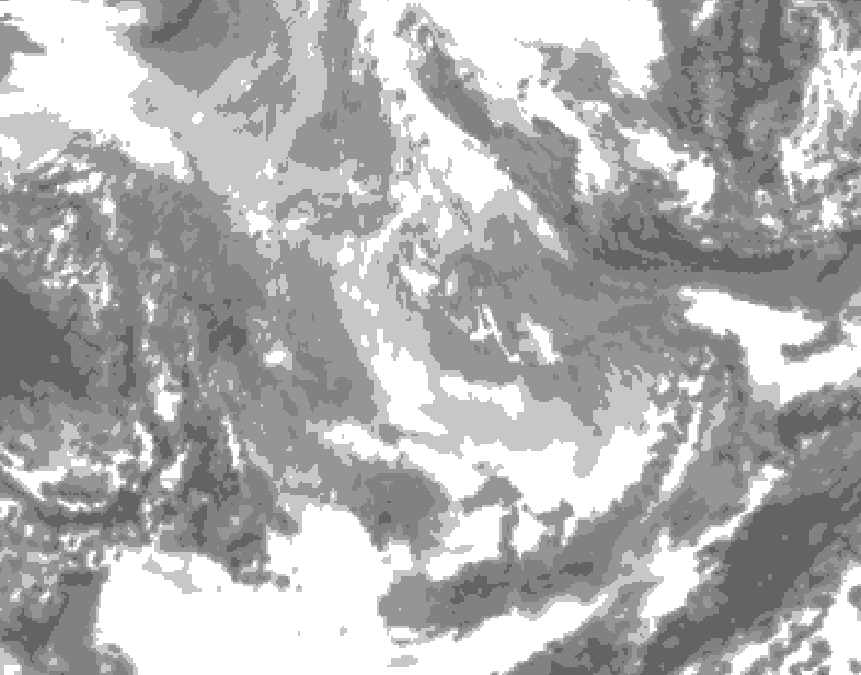 GDPS total cloud 150 hour forecast chart for Canada based on 2025/12/01 1200Z data