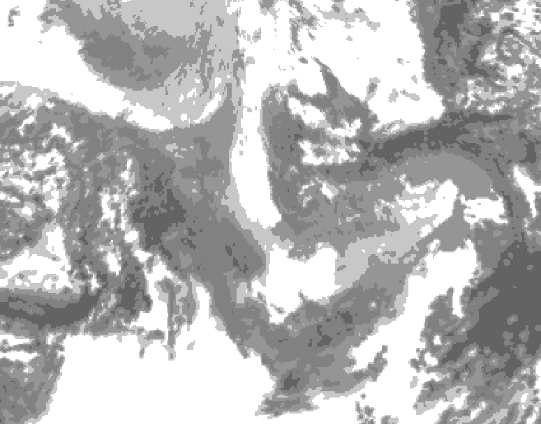 GDPS total cloud 180 hour forecast chart for Canada based on 2025/12/01 1200Z data