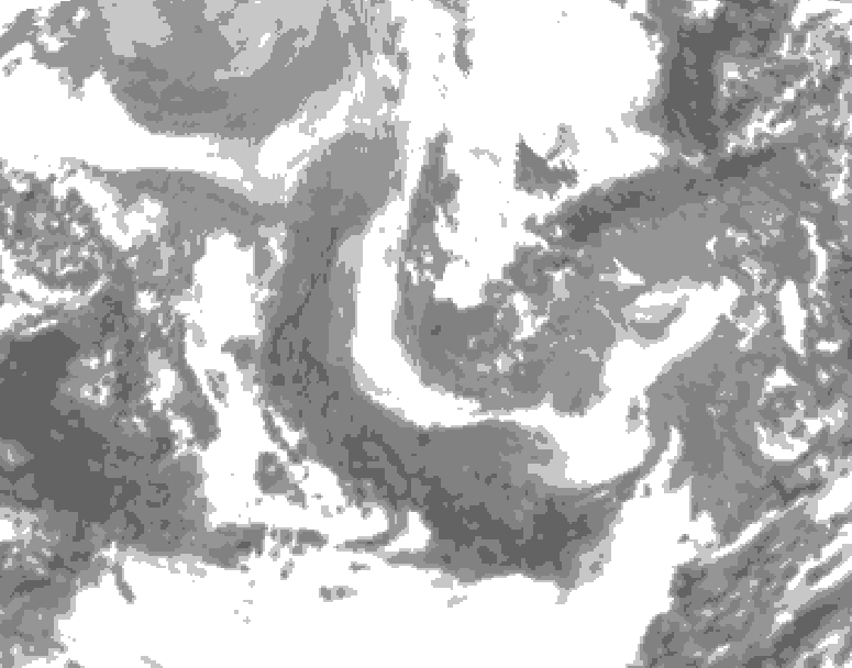 GDPS total cloud 198 hour forecast chart for Canada based on 2025/12/01 1200Z data