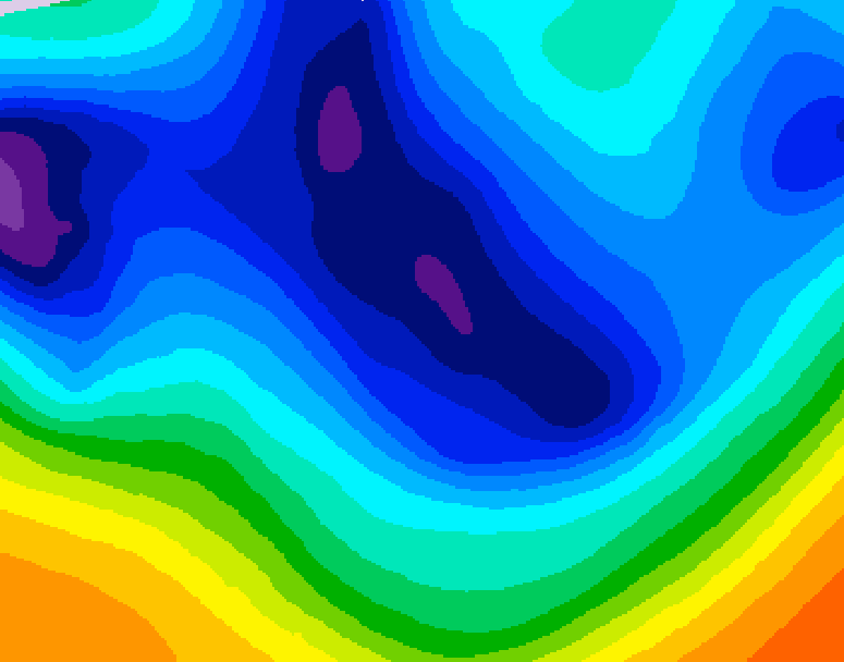 GDPS 500 millibar geopotential height 132 hour forecast chart for Canada based on 2025/12/02 0000Z data
