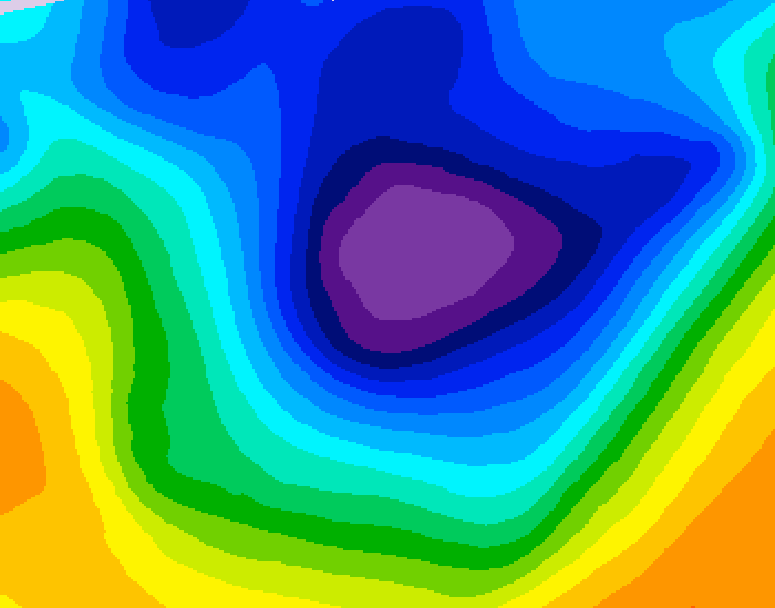 GDPS 500 millibar geopotential height 006 hour forecast chart for Canada based on 2025/12/02 1200Z data