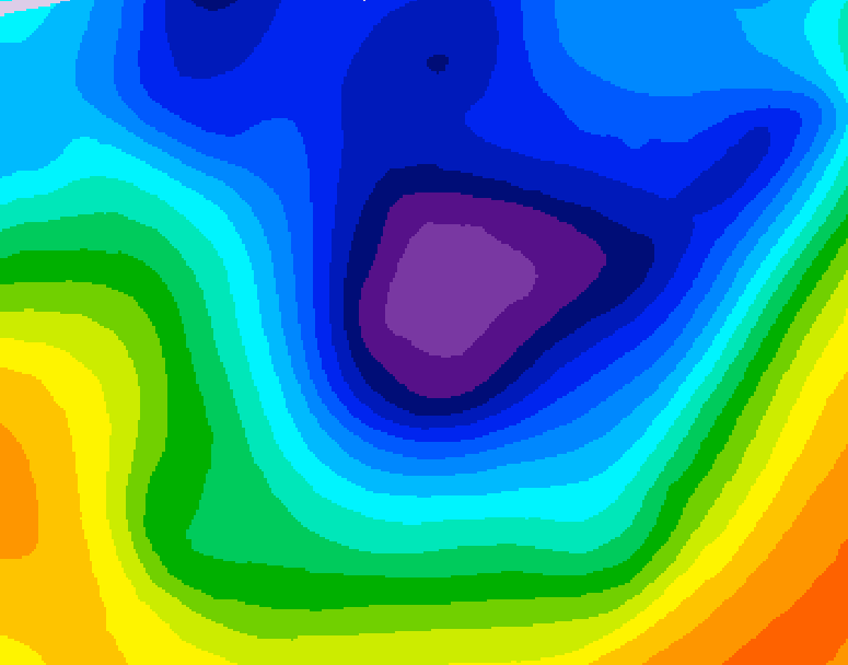 GDPS 500 millibar geopotential height 012 hour forecast chart for Canada based on 2025/12/02 1200Z data