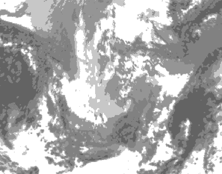 GDPS total cloud 030 hour forecast chart for Canada based on 2025/12/02 0000Z data