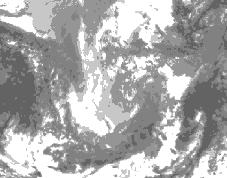 GDPS total cloud 036 hour forecast chart for Canada based on 2025/12/02 0000Z data