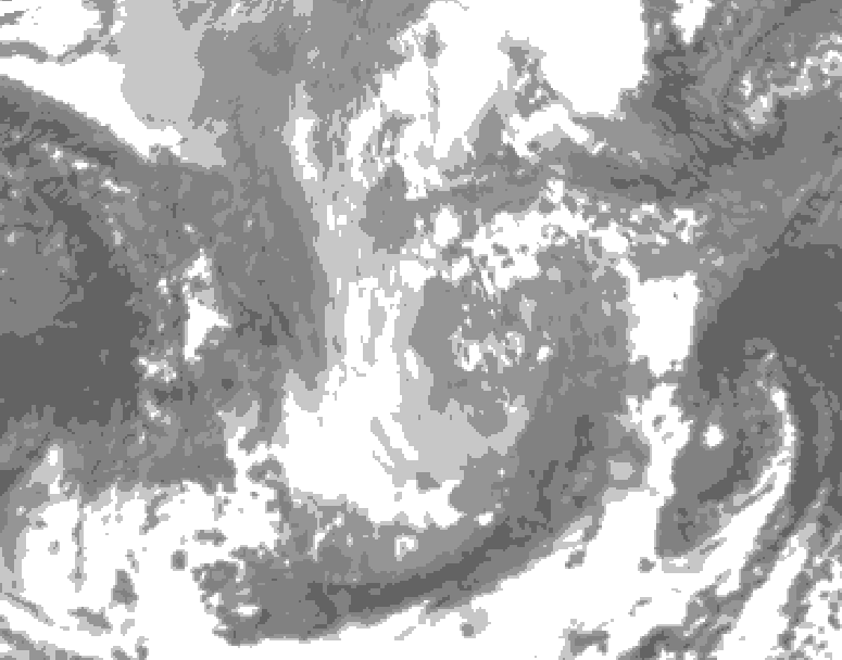 GDPS total cloud 042 hour forecast chart for Canada based on 2025/12/02 0000Z data