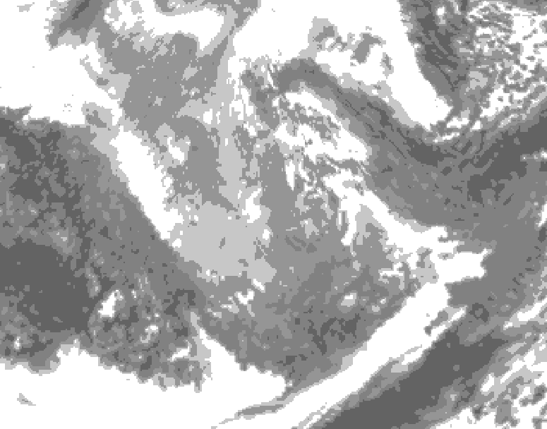 GDPS total cloud 096 hour forecast chart for Canada based on 2025/12/02 0000Z data