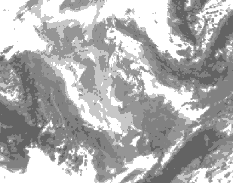 GDPS total cloud 108 hour forecast chart for Canada based on 2025/12/02 0000Z data