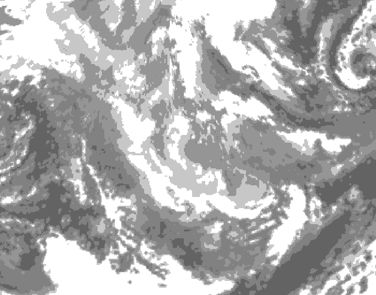 GDPS total cloud 126 hour forecast chart for Canada based on 2025/12/02 0000Z data