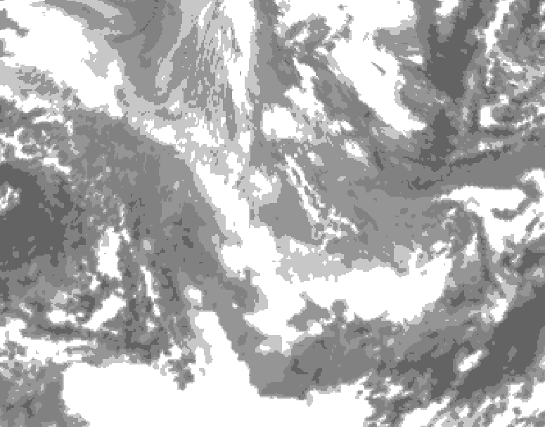 GDPS total cloud 144 hour forecast chart for Canada based on 2025/12/02 0000Z data