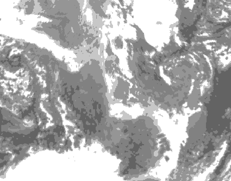 GDPS total cloud 174 hour forecast chart for Canada based on 2025/12/02 0000Z data