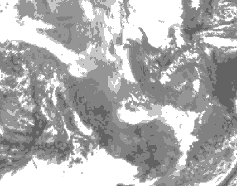 GDPS total cloud 180 hour forecast chart for Canada based on 2025/12/02 0000Z data