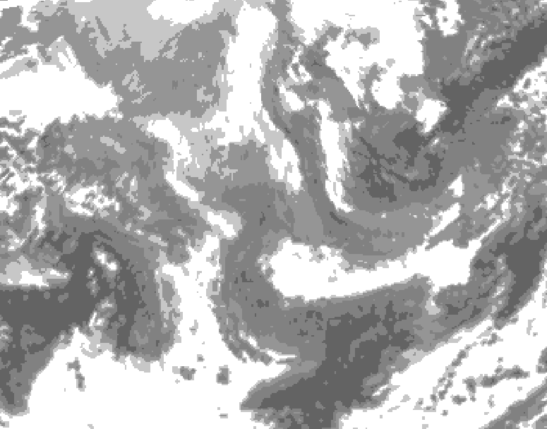 GDPS total cloud 210 hour forecast chart for Canada based on 2025/12/02 0000Z data
