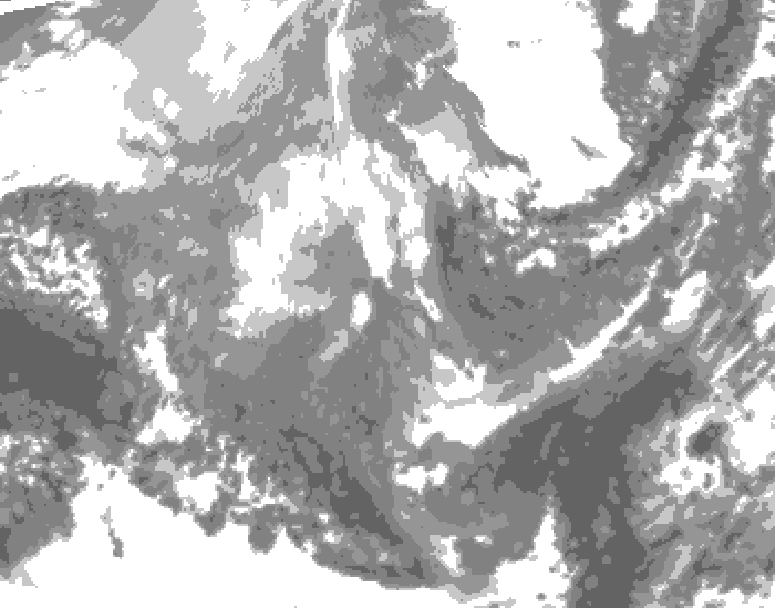 GDPS total cloud 234 hour forecast chart for Canada based on 2025/12/02 0000Z data