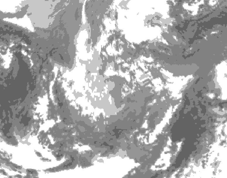 GDPS total cloud 012 hour forecast chart for Canada based on 2025/12/02 1200Z data