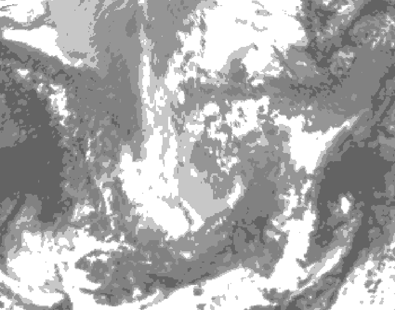 GDPS total cloud 024 hour forecast chart for Canada based on 2025/12/02 1200Z data