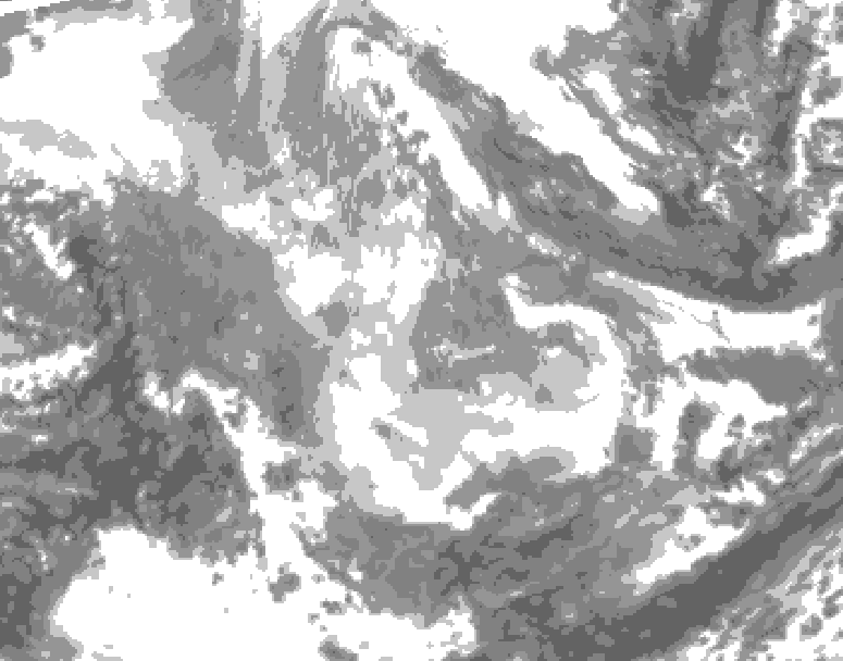 GDPS total cloud 120 hour forecast chart for Canada based on 2025/12/02 1200Z data