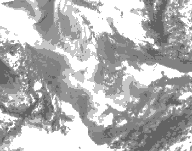 GDPS total cloud 132 hour forecast chart for Canada based on 2025/12/02 1200Z data