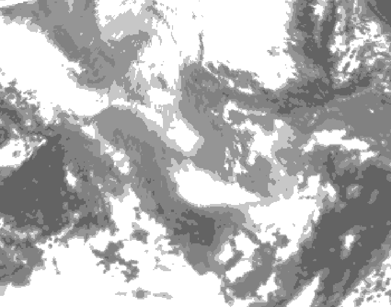 GDPS total cloud 150 hour forecast chart for Canada based on 2025/12/02 1200Z data