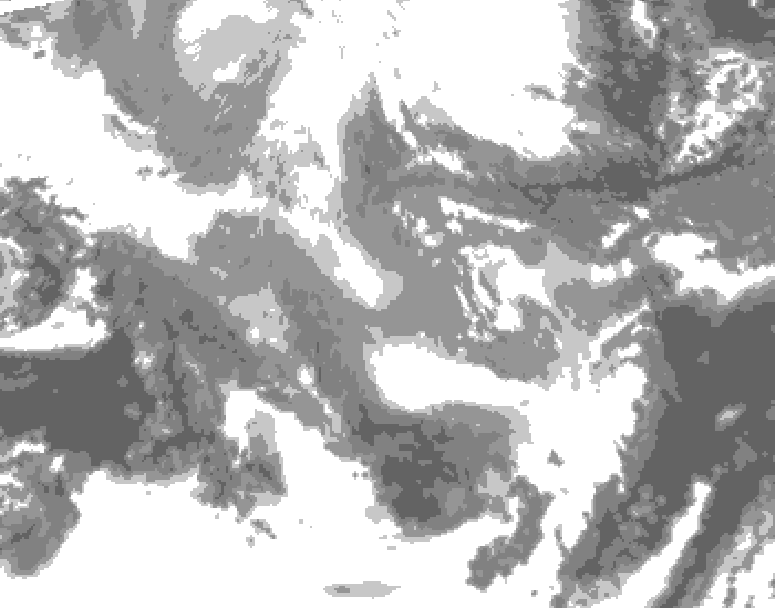 GDPS total cloud 156 hour forecast chart for Canada based on 2025/12/02 1200Z data