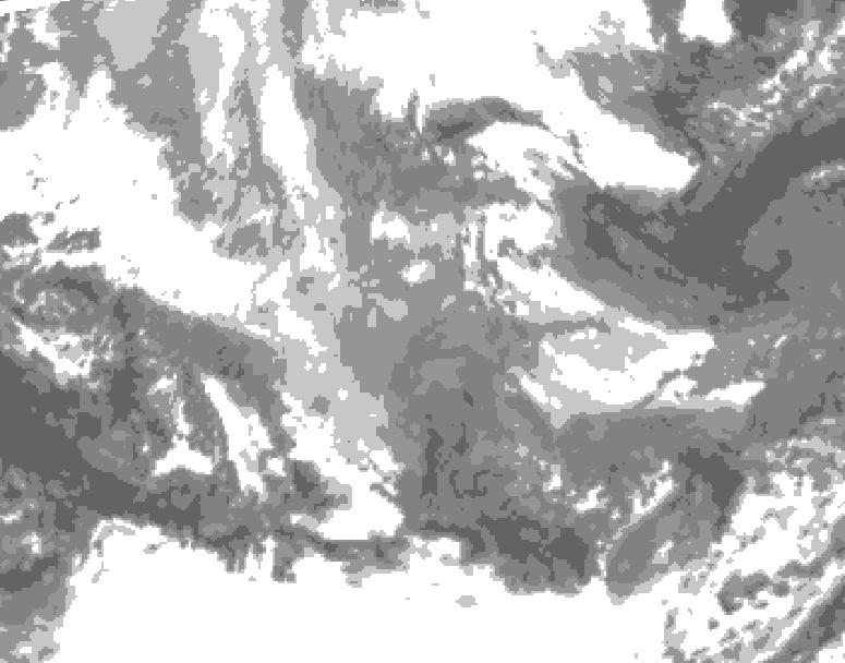 GDPS total cloud 186 hour forecast chart for Canada based on 2025/12/02 1200Z data