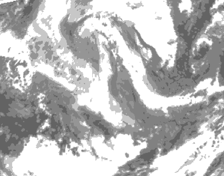 GDPS total cloud 210 hour forecast chart for Canada based on 2025/12/02 1200Z data