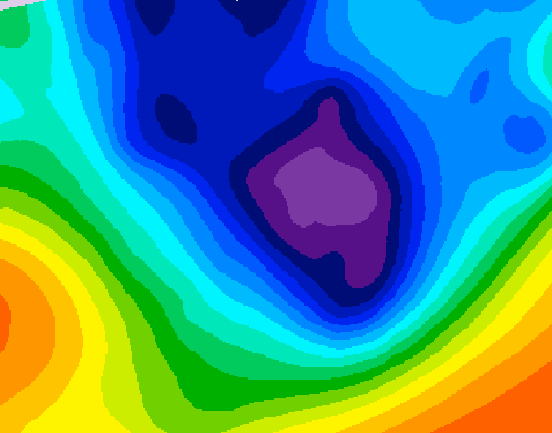 GDPS 500 millibar geopotential height 024 hour forecast chart for Canada based on 2025/12/03 1200Z data