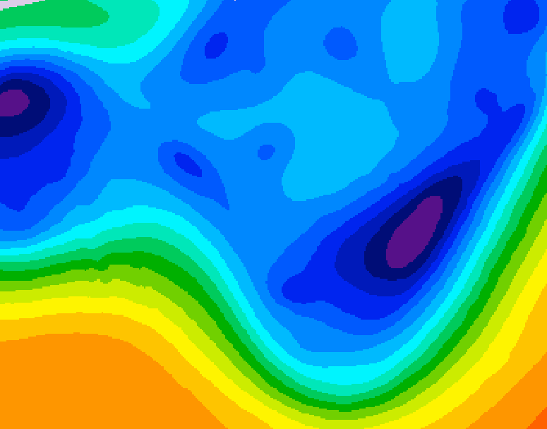 GDPS 500 millibar geopotential height 222 hour forecast chart for Canada based on 2025/12/03 1200Z data