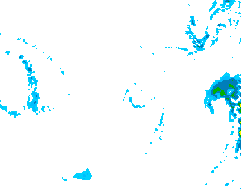 GDPS precipitation 018 hour forecast chart for Canada based on 2025/12/03 0000Z data