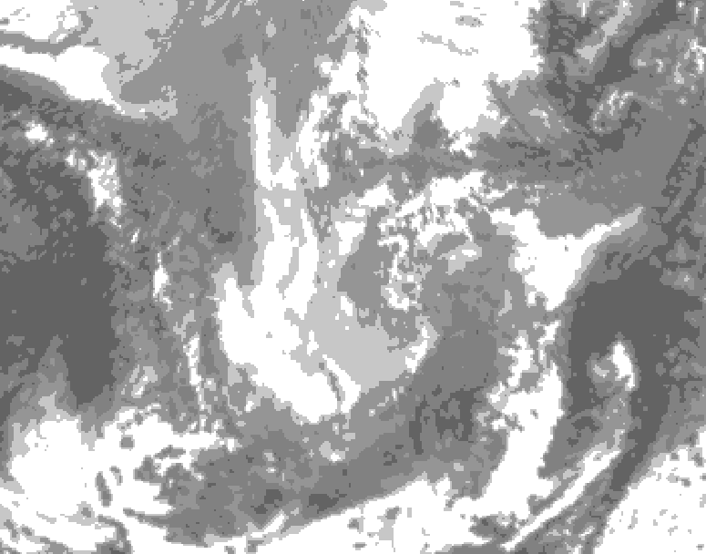 GDPS total cloud 012 hour forecast chart for Canada based on 2025/12/03 0000Z data