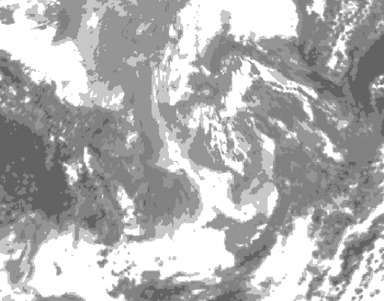 GDPS total cloud 036 hour forecast chart for Canada based on 2025/12/03 0000Z data