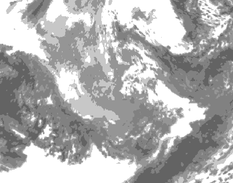 GDPS total cloud 072 hour forecast chart for Canada based on 2025/12/03 0000Z data