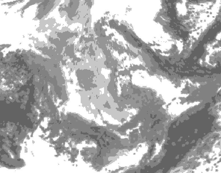 GDPS total cloud 084 hour forecast chart for Canada based on 2025/12/03 0000Z data