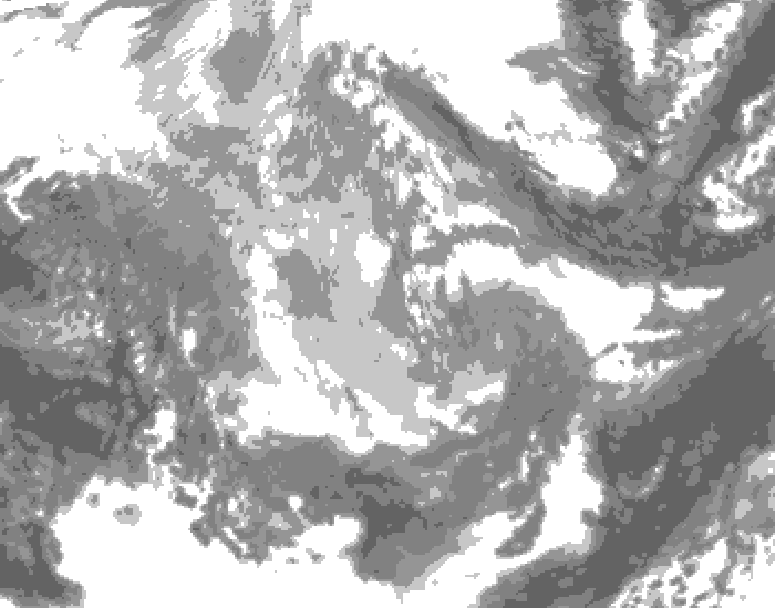 GDPS total cloud 090 hour forecast chart for Canada based on 2025/12/03 0000Z data