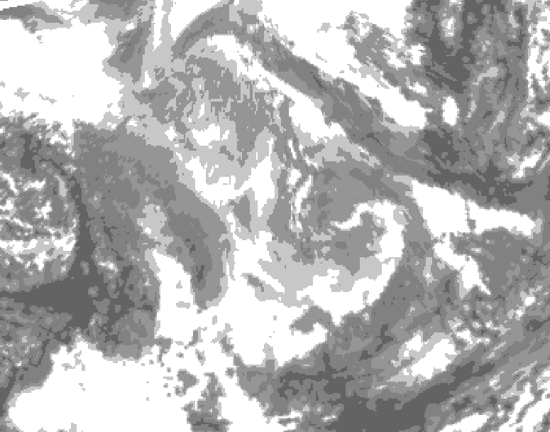 GDPS total cloud 108 hour forecast chart for Canada based on 2025/12/03 0000Z data